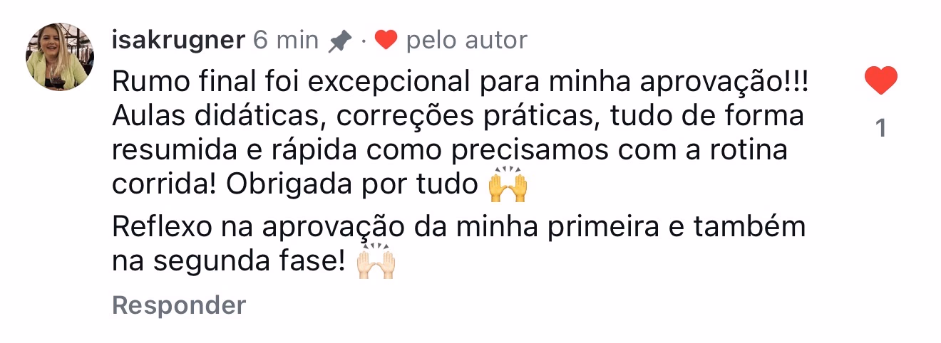 Depoimento de aluna aprovada