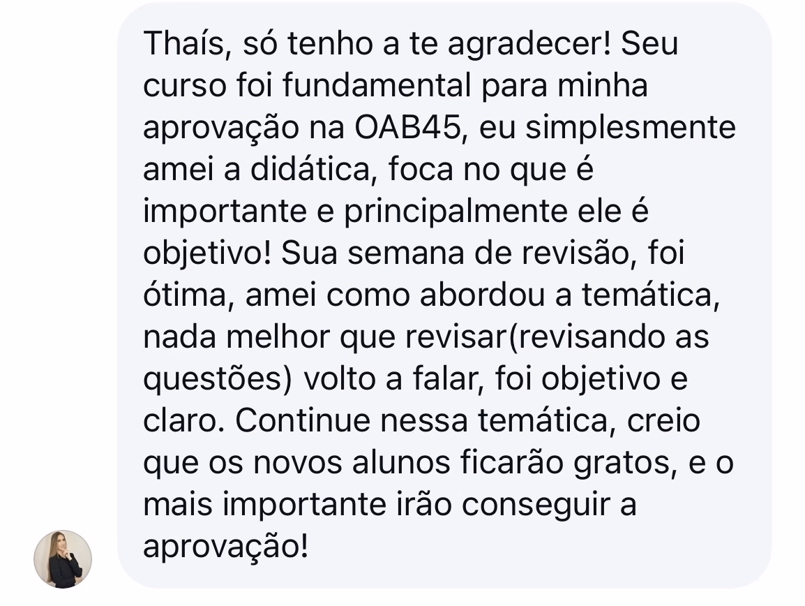 Depoimento de aluna aprovada